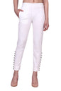Popwings Casual Flat Front Straight Rayon White Bottom Lace Palazzo For Women|| Stylish Western Women Palazzo For Summer || Regu