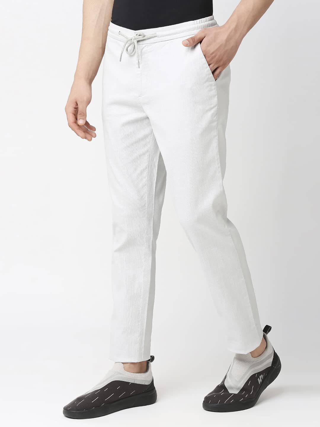 Thomas Scott Mens | Comfort | Slim Fit | Mid-Rise | Drawstring Closure | Solid | 4 Pockets | Woven | Chinos | Trouser (CCBT07_G