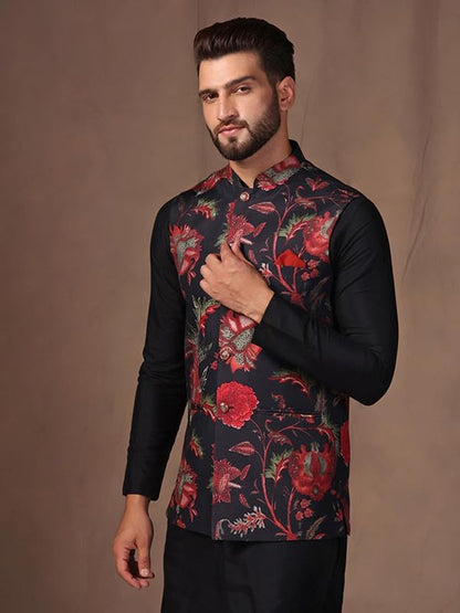 Kisah Nehru Jacket For Men  Printed Cotton Blend Modi Jacket | Ethnic & Formal Waist Coat For Weddings, Parties & Office Wear