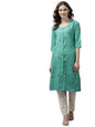 Aarika Womens Turquoise Color Cotton Embroidery Kurti (Kurti-W-Mg-9065-Green-Xxl)