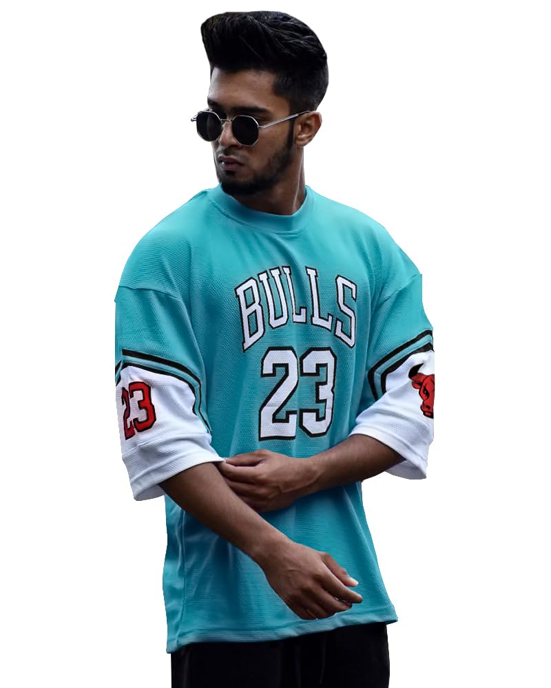 Eyebogler Oversized Loose Fit Baggy Drop Shooulder Half Sleeves Cotton Blend Printed T-Shirt For Men