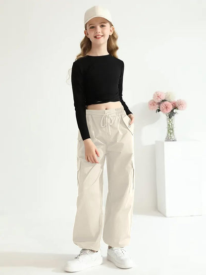 TAGAS Regular Cargo Pant ||Relaxed Trouser Joggers for Girls || (GC-45_Cream