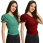 Tee Projekt Womens Solid Polyester T-Shirt for Women || Regular Wear || T-Shirt for Women ||Combo || Western T Shirts (Pack of 2