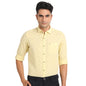 Turtle Men Cotton Linen Slim Fit Yellow Printed Casual Shirt