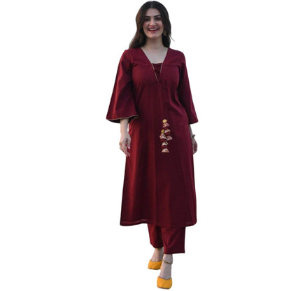ANNI DESIGNER Women's Maroon Color Rayon Kurta with Palazzo Set (Geetha Maroon)