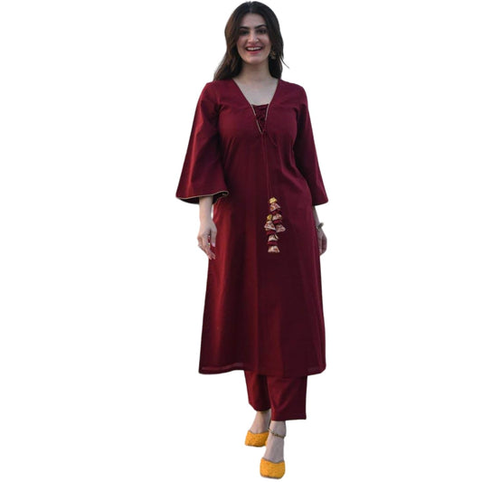 ANNI DESIGNER Women's Maroon Color Rayon Kurta with Palazzo Set (Geetha Maroon)