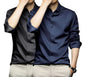 Deelmo Combo Of MenS Stylish Solid Satin Casual Shirt For Men Full Sleeves| Poly Satin Silk Shirt Pack Of 2 Black-Navy