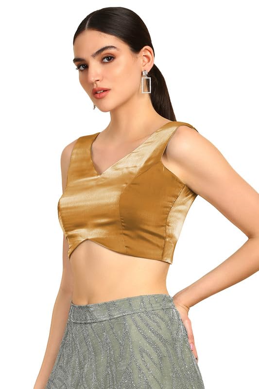 Soch Womens Mustard V-Neck Princess Line Tissue Padded Blouse