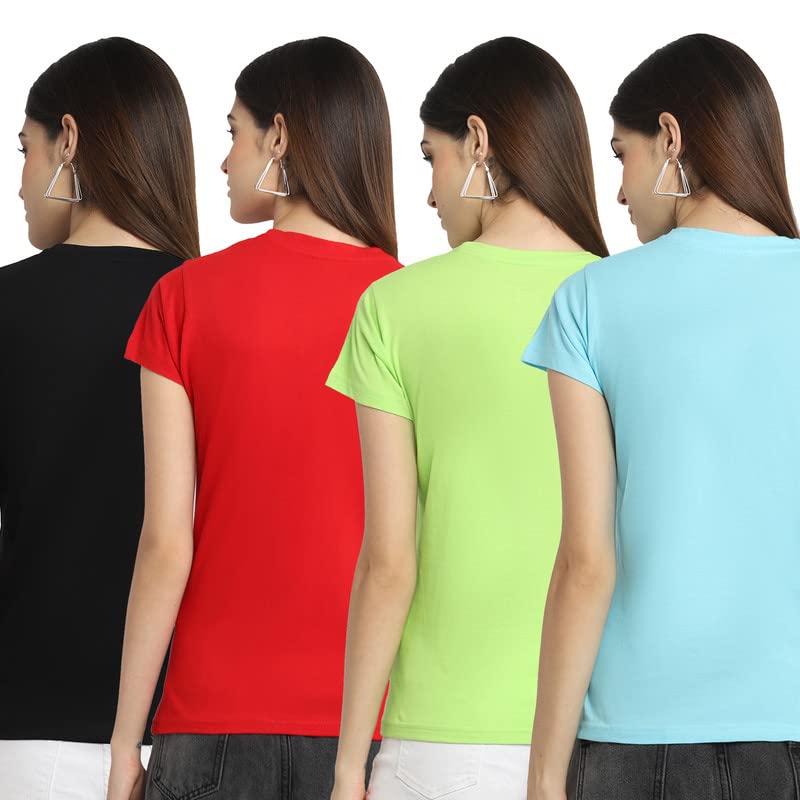 Preneum Womens Cotton Regular Fit Latest Graphic Stylish Printed Short Sleeves Casual T-Shirt || Trendy Designs & Stylish (Pack