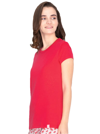 Lyra Women Solid Round Neck Tshirt