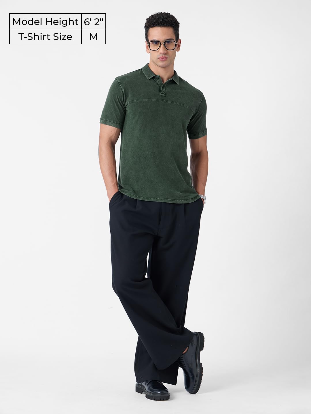 The Souled Store Vintage Wash: Olive Men and Boys Short Sleeves Polo Collar Solid Cotton Regular Fit T-Shirts