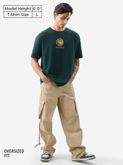 The Souled Store Official House of Dragon: Fire Made Flesh Men and Boys Short Sleeves Round Neck Green Graphic Printed Cotton Ov