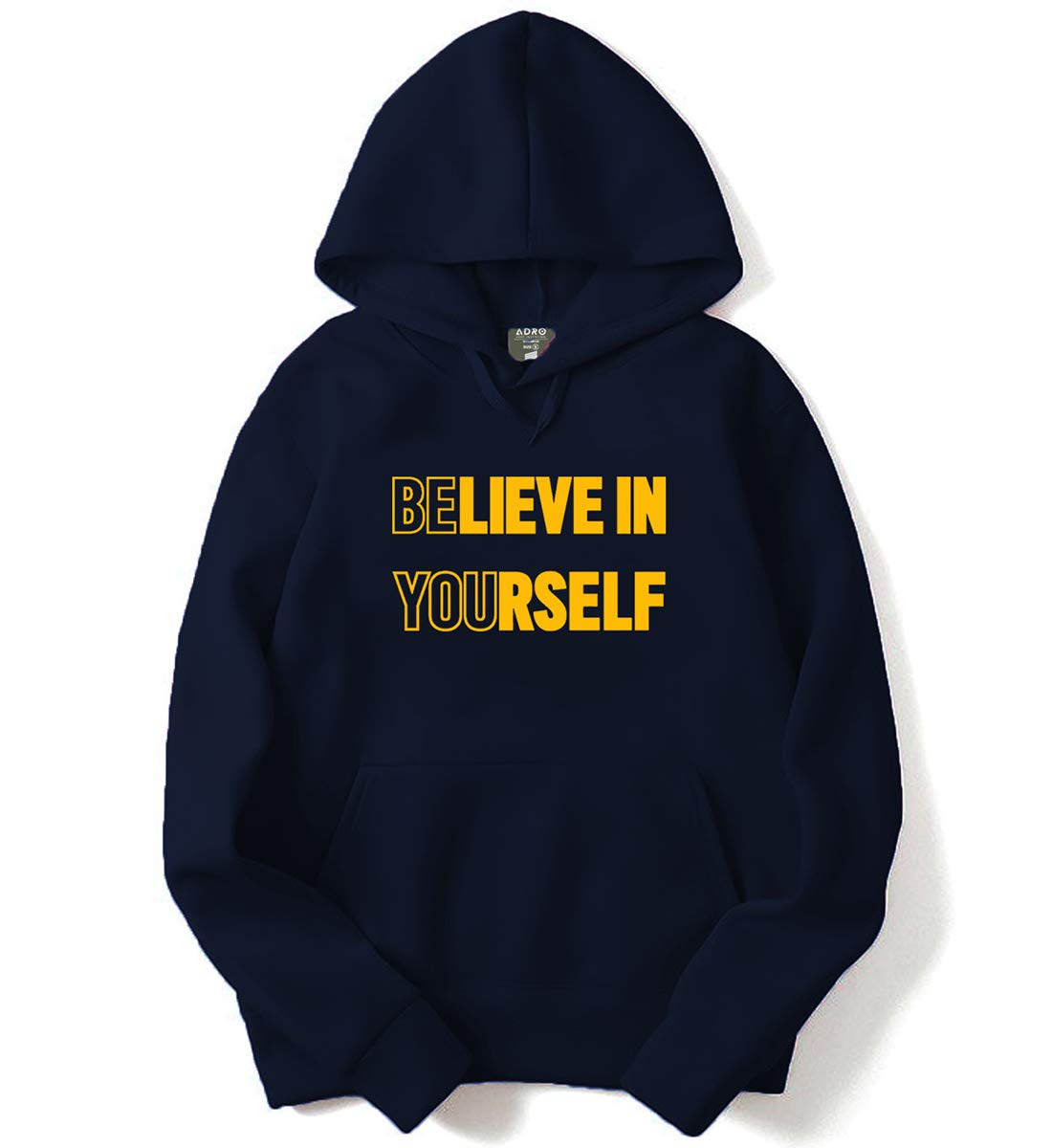 ADRO Believe in Yourself Design Printed Hoodies/Sweatshirts for Men & Women (H20-M-YOU-NB_Navy)