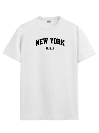 ADRO Mens New York Printed Tshirt for Men - Premium Cotton T Shirt for Men - Urban Stylish T-Shirt in Regular Fit Grey T-Shirt