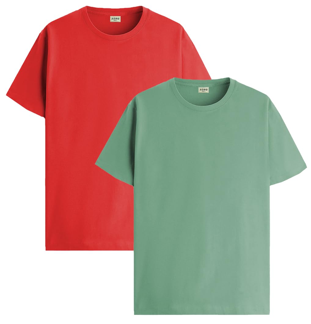 ADRO Men's Solid Regular Fit T-Shirt (RCM2-PLN)