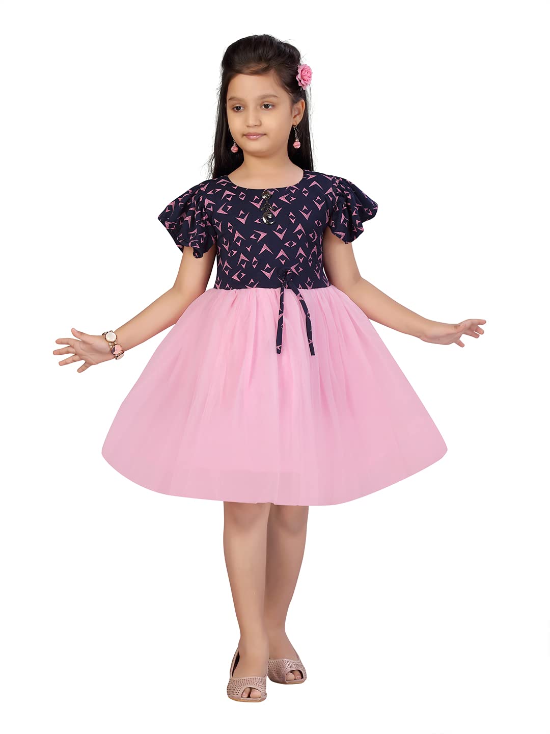 Aarika Girls Blue-Pink Colour Frock (Nv-Fk-9374-Blue-Pink-24)
