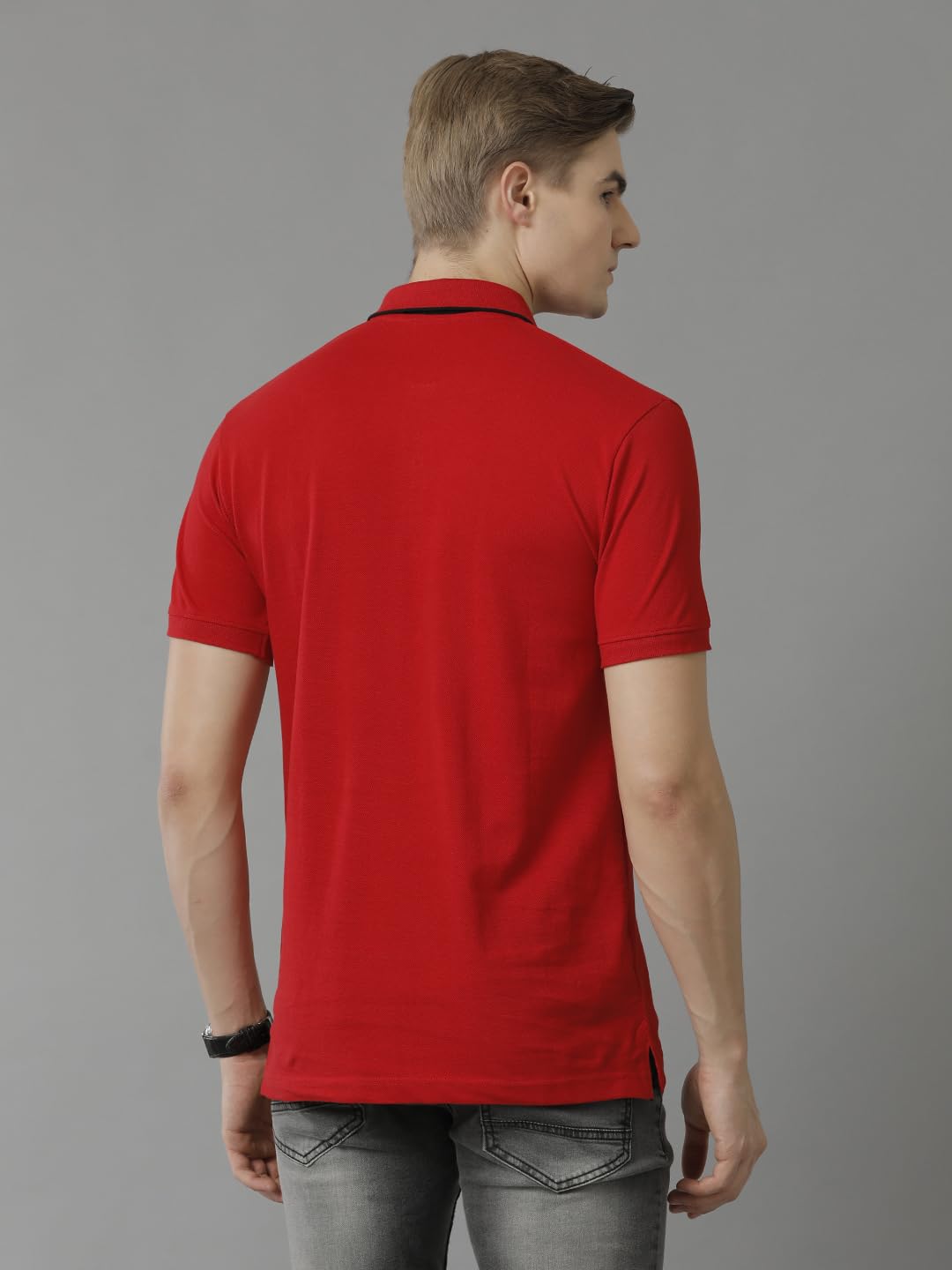 ADRO Premium Cotton Polo for Men (PN23-H-PLN-RD_Red)