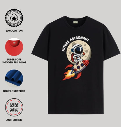 ADRO T Shirts for Boys & Girls | Astronaut Printed T-Shirt | Ages 3-14 | 100% Cotton Round Neck Tshirt for Boys |KRN-L2-ASTRO-BL