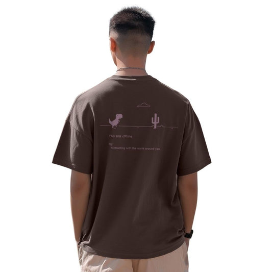 Nobero Men Cotton Graphic Print Oversized Fit T-Shirt (1M-Twrt-C1092_Chocolate Fondant_1