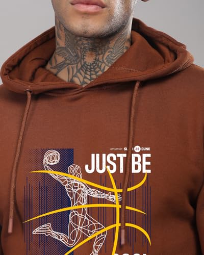 ADRO Men's Printed Hoodie - Cotton, Size 16.5, Downtown Brown, Model H24-BCL-BR