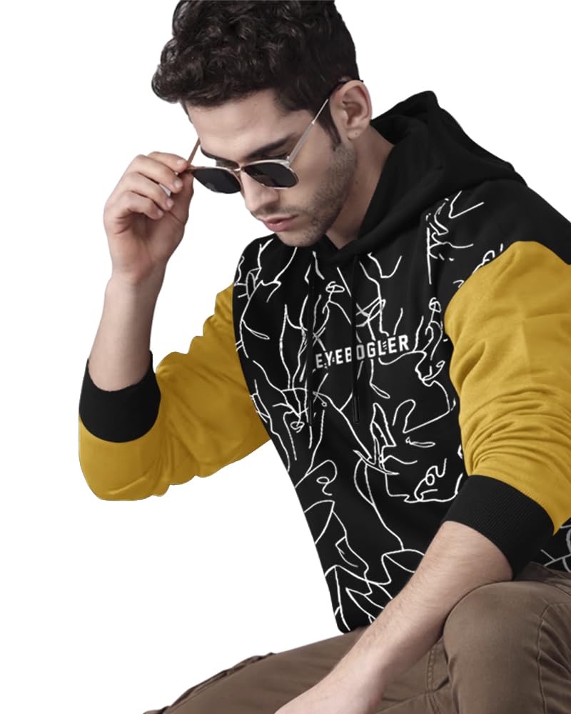 Eyebogler MenS Printed Cotton Blend Hooded Neck Full Sleeves Sweatshirt