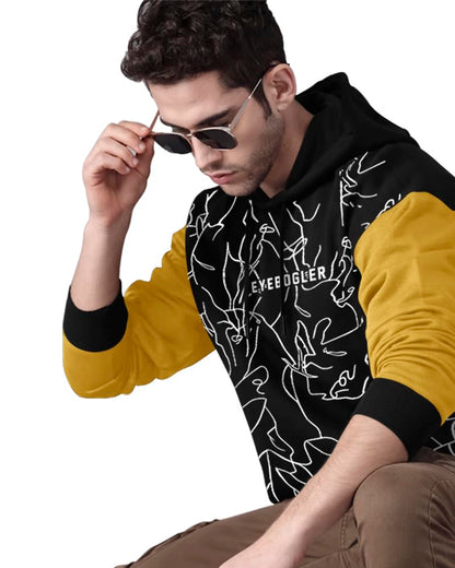 Eyebogler MenS Printed Cotton Blend Hooded Neck Full Sleeves Sweatshirt