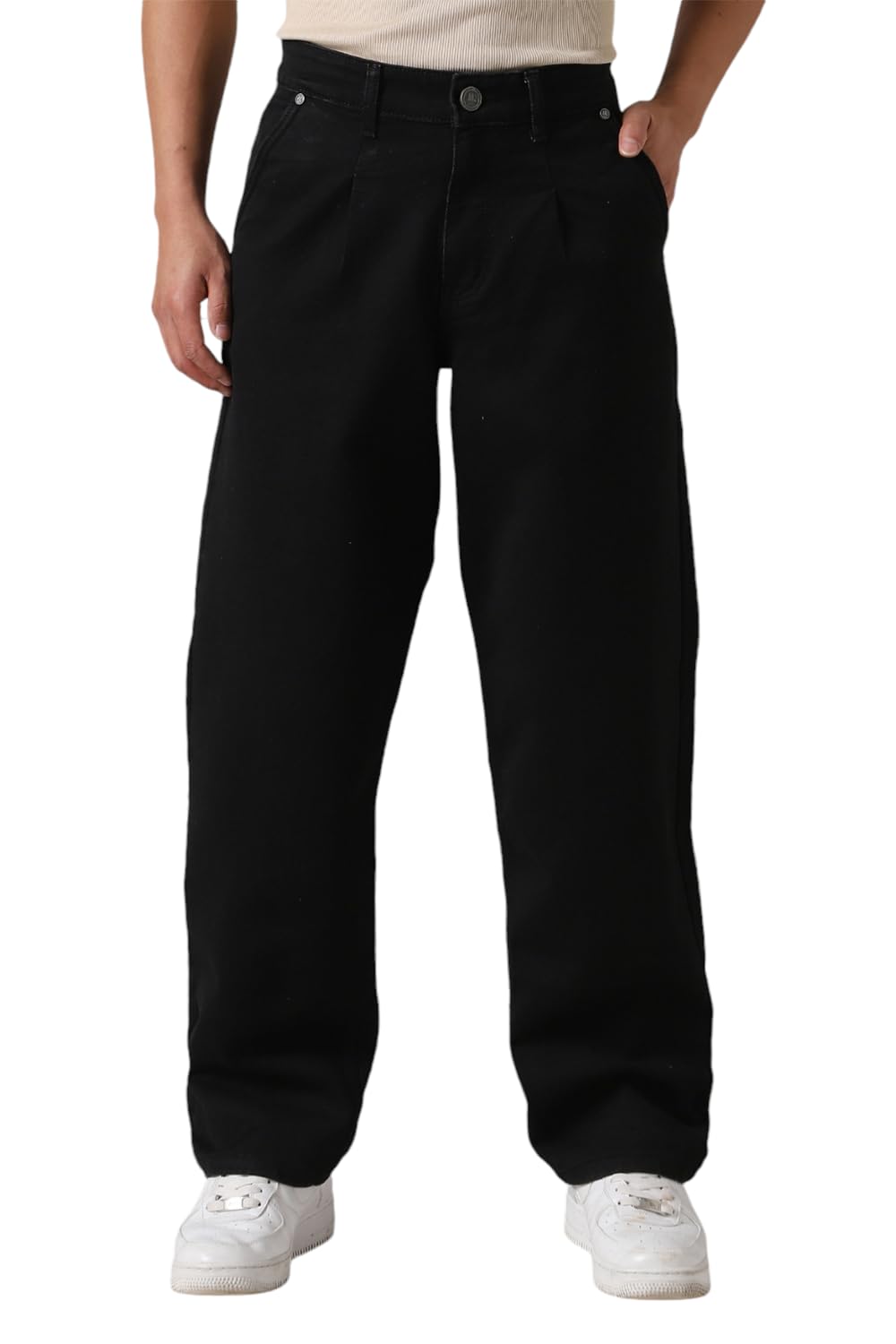 Hubberholme Men Cotton Washed Relaxed Fit Mid-Rise Casual Jeans Black