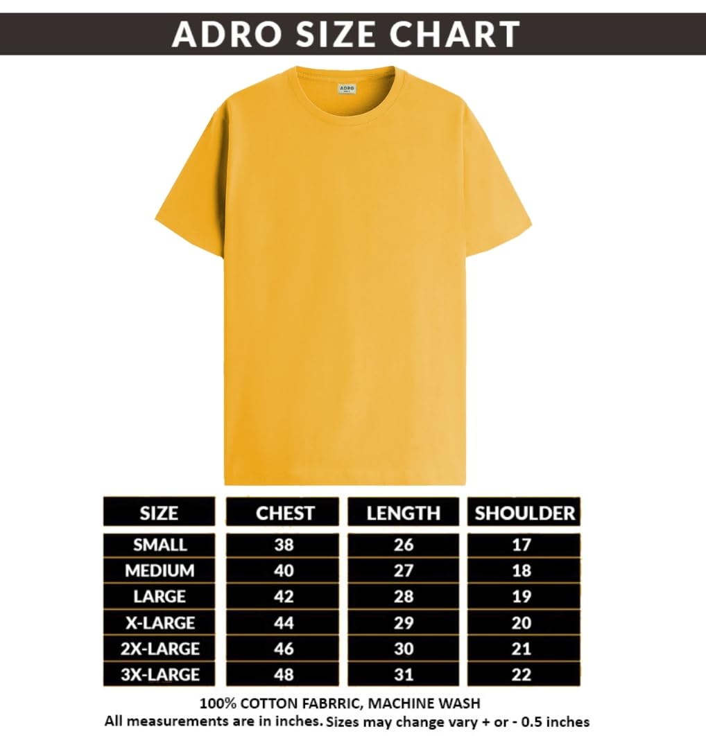 ADRO Mens Printed T Shirt - Premium Cotton Graphic Printed Tshirt - Mustard T-Shirt - RN24-FECT-MU