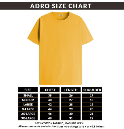 ADRO Mens Printed T Shirt - Premium Cotton Graphic Printed Tshirt - Mustard T-Shirt - RN24-FECT-MU