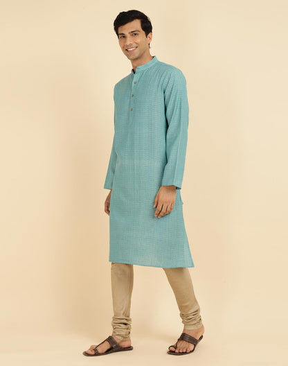 Fabindia MenS Cotton Woven Relaxed Kurta (1037119Teal_Teal