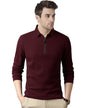 Noble Monk MenS Polo Neck Full Sleeves Solid T-Shirt Wine Melange
