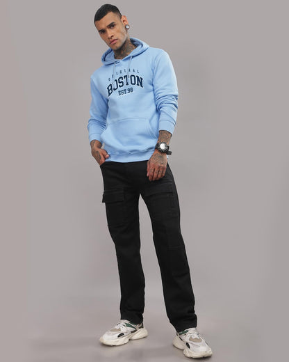 ADRO Men's Cotton Neck Hooded Sweatshirt (H24-BOST-SK_Sky Blue