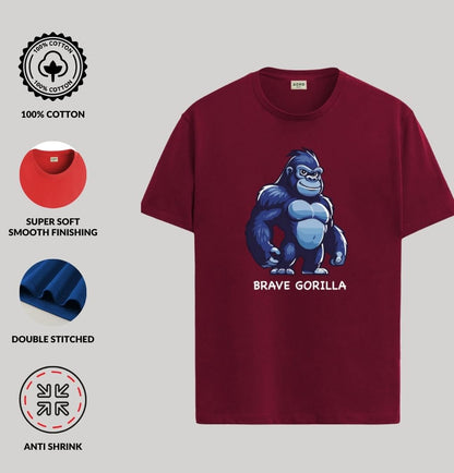 ADRO T Shirts for Boys & Girls || Gorilla Printed T-Shirt || Ages 3-14 || 100% Cotton Round Neck Tshirt for Boys & Girls||KRN-GO