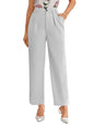 Shasmi Womens White High Waist Pleated Straight Leg Trousers  Elegant Solid Color Work Pants with Pockets, Casual Office Wear Po