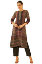Soch Womens Charcoal Muslin Floral Printed Kurta Set with Cutdana Work