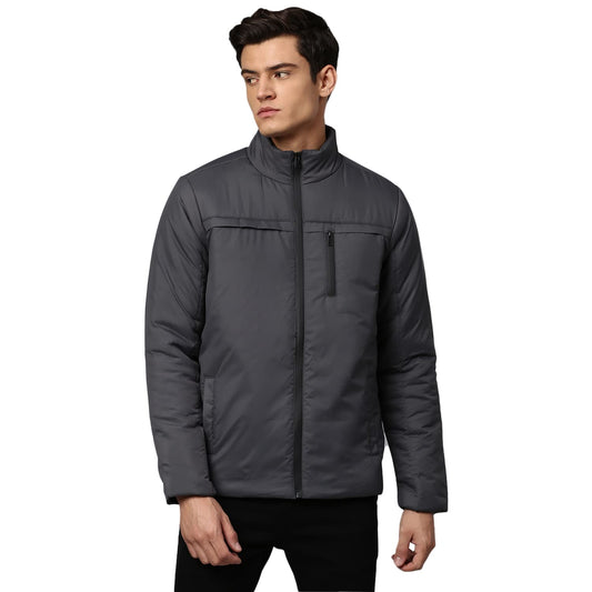 Dennis Lingo MenS Long-Sleeve Regular Fit Graphic Puffer Jacket - Waterproof, Lightweight, Casual Winterwear For Men (Dark Grey)