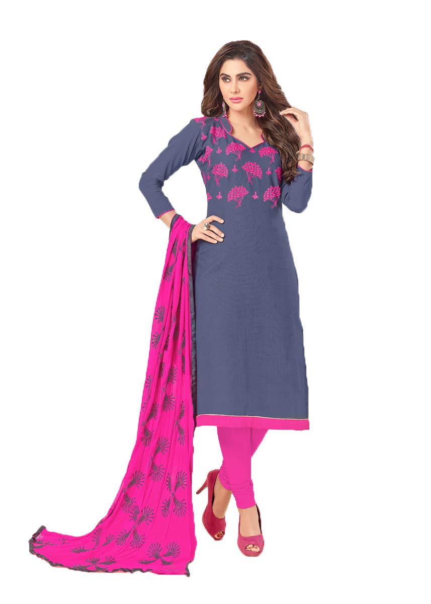 ANNI DESIGNER Cotton Saree (Dhadak 4012_Dusty Blue_Free Size)