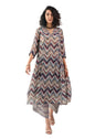 Toochki WomenS Grey Zig-Zag Print Printed Rayon Stitched Salwar Suit Set | Salwar Suit Set For Women | A Line Salwar Suit Set |