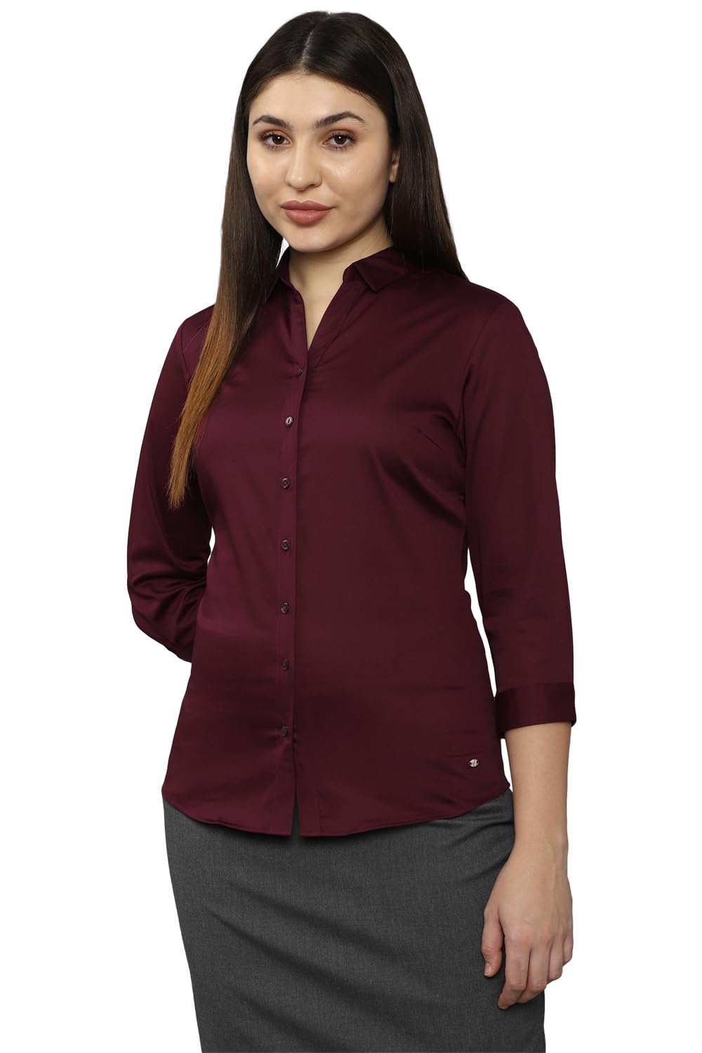 Allen Solly Women Regular Fit Solid Formal Cotton Shirt