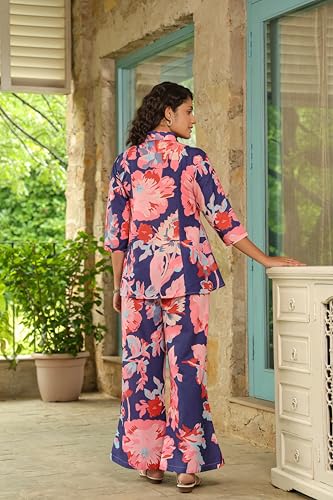 Leriya Fashion Rayon Printed Regular Stylish Ethnic Co Ord Designer Kurta Set For Women (Lf-W2146&Tr1113_Pink-01_Error:#Ref)