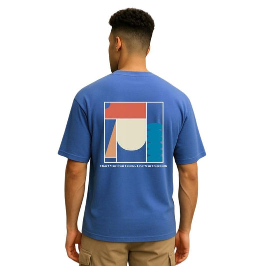 Nobero Men Cotton Graphic Print Oversized Fit T-Shirt (1M-Twrt-C0910-Og_Marine,Blue)