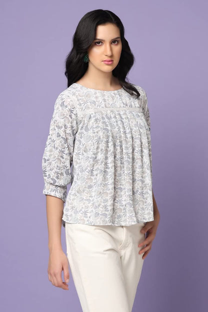 Leriya Fashion Tops For Women || Rayon Floral Printed Western Tops For Women || Casual Tops For Women || Front Plated Tops || Id