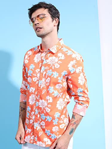 Ketch MenS Slim Fit Shirt (Khsh001366_Orange