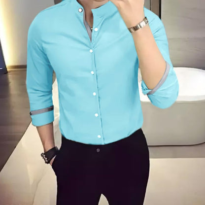 Tee Projekt Mens Shirt Solid Cotton Long Sleeve Button Down Beach l Office l Home (Pack of 1)