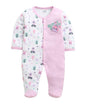 Bumzee Girls Cotton Full Sleeves Sleepsuit White & Lilac - New Born (Peb10921A-Wht)