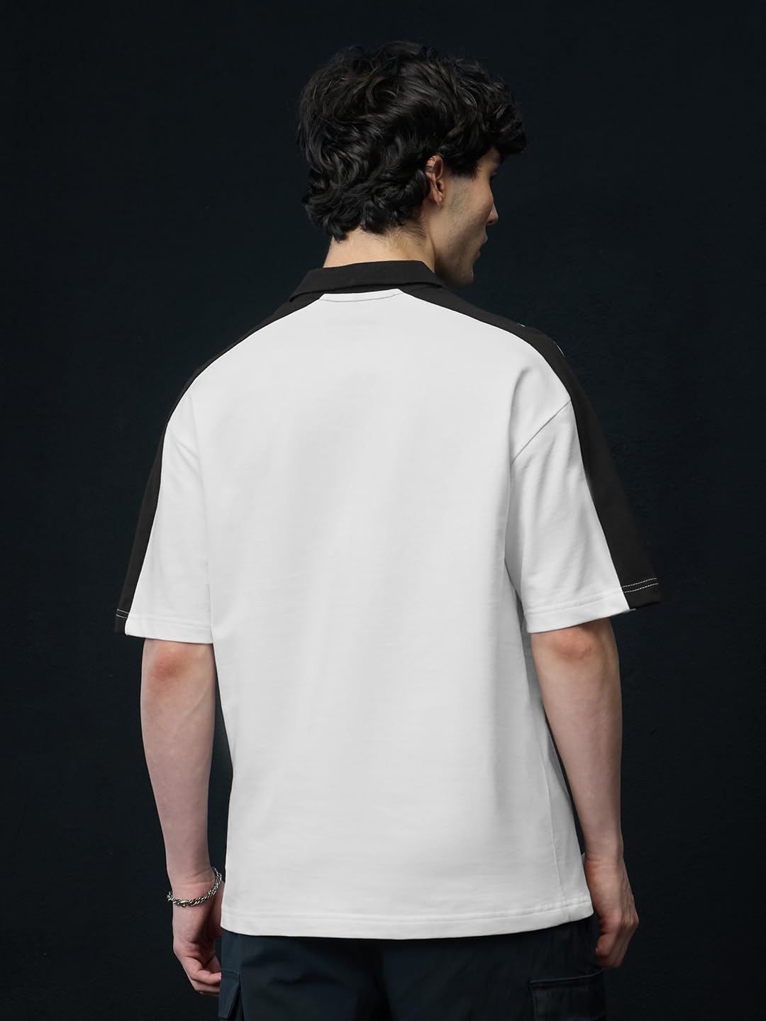 The Souled Store Iron Man: Stark Industries Men and Boys Short Sleeves Collared Neck White Embroidered Cotton Oversized Fit Zipp