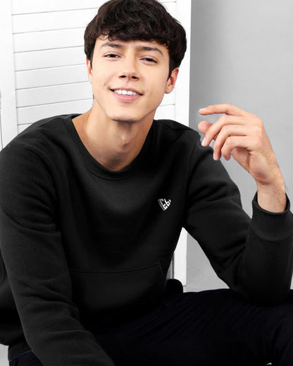 Eyebogler MenS Cotton Blend Round Neck Sweatshirt Black