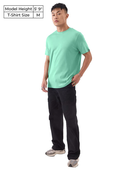 The Souled Store Supima: Apple Mint Men and Boys Regular fit Solid Half Sleeve Cotton Mint Green Color Supima T-Shirts