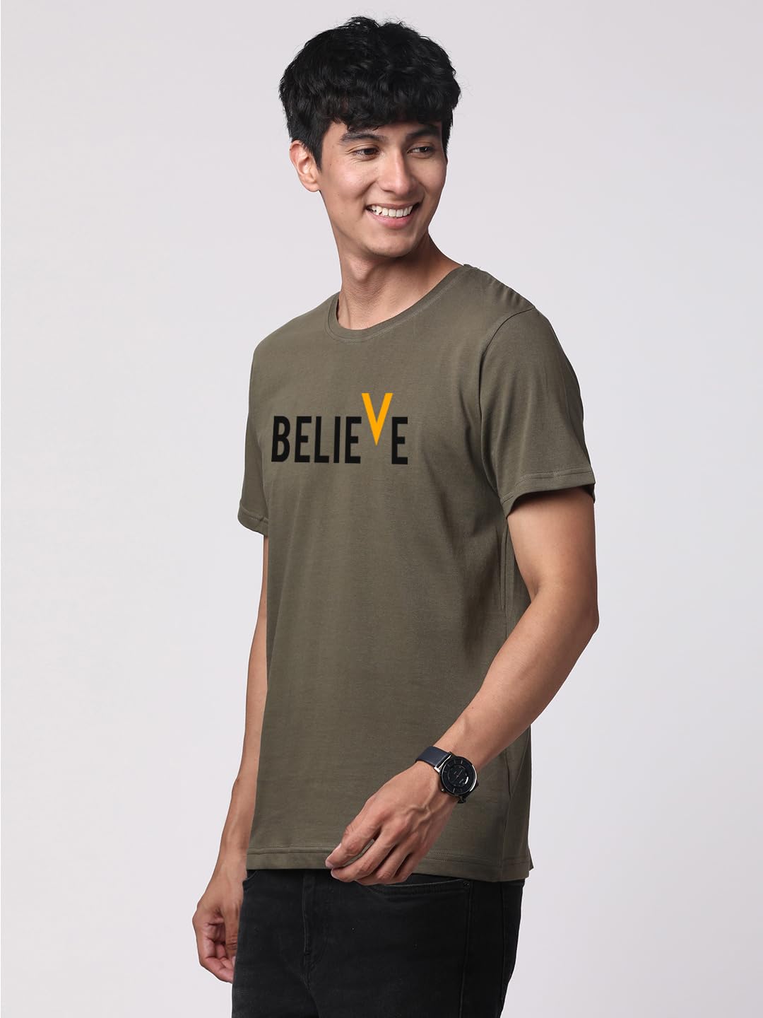 ADRO Men's Believe Design Printed T-Shirt (M)