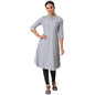 Aurelia WomenS Cotton Solid Regular Blue Stripe Print Shirt Collar Kurta (23Fea13438-704099